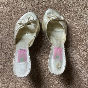 Lily Pulitzer gold heels